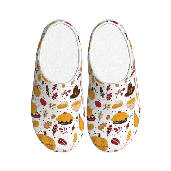 Lsque Thanksgiving Pattern Womens Comfort Cotton on Scuff With Memory Foam and Anti-skid Sole Slipper-39/40