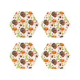 thumbnail image 1 of Lsque Thanksgiving Turkey Pattern 4" Drink Coasters Set of 4, PVC Leather Absorbent Coasters, Table Coaster Set Decorative Coffee Cup Coasters Housewarming Gift -Hexagon, 1 of 6