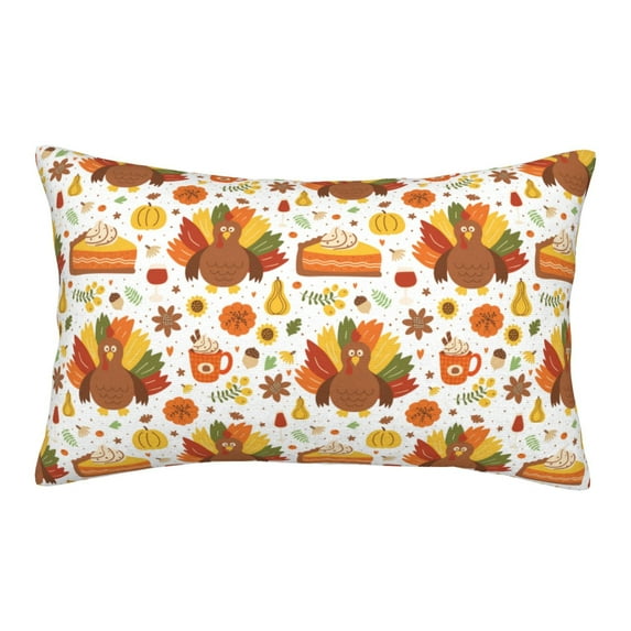 Lsque Thanksgiving With Turkey Pattern Pillow Case – Soft & Cozy Throw Pillow Cover, Hypoallergenic Cushion Case for Sleeping Women with Envelope Closure-16"x24"