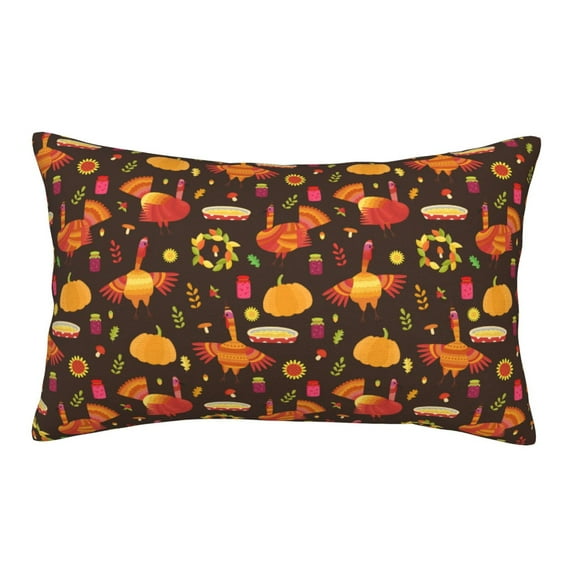 Lsque Thanksgiving Turkey Pattern Pillow Case – Soft & Cozy Throw Pillow Cover, Hypoallergenic Cushion Case for Sleeping Women with Envelope Closure-16"x24"
