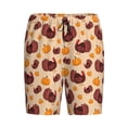 thumbnail image 1 of Lsque Thanksgiving Turkey and Pumpkin Mens Sleep Pajama Shorts,Short Pajama Pants, Cotton Ultra-Soft Knit-4X-Large, 1 of 9