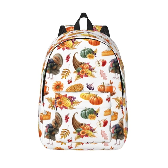 Lsque Thanksgiving Turkeys 1 Pattern Canvas Daypack, Durable Backpack, High-quality Versatile Backpack,Vintage Compact Backpack-Small