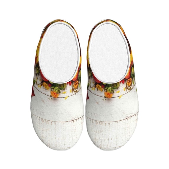 Lsque Thanksgiving With Autumn Pattern Womens Comfort Cotton on Scuff With Memory Foam and Anti-skid Sole Slipper-44/45