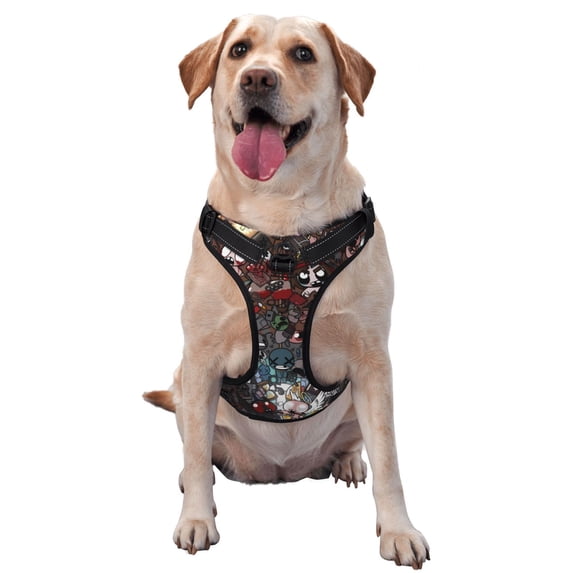 Lsque The Binding of Isaac Dog Harness, No-Pull Pet Harness with 2 Leash Clips, Adjustable Soft Padded Dog Vest with Easy Control Handle for Large Dogs-Small