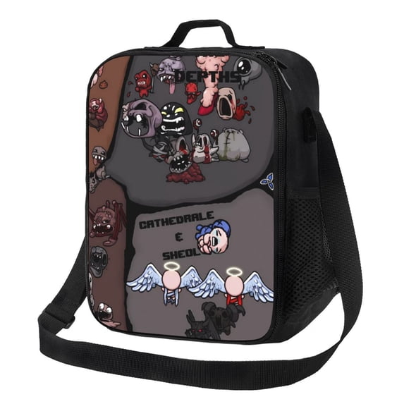 Lsque The Binding of Isaac Lunch Bag Lunch Box for Women Men Reusable Insulated Lunch Tote Bag,Leakproof Thermal Cooler Sack Food Handbags Case High Capacity