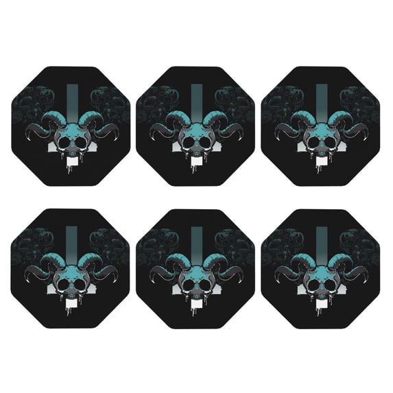 Lsque The Binding of Isaac Pattern 4" Drink Coasters Set of 6, Leather Absorbent Coasters, Table Coaster Set Decorative Coffee Cup Coasters Housewarming Gift
