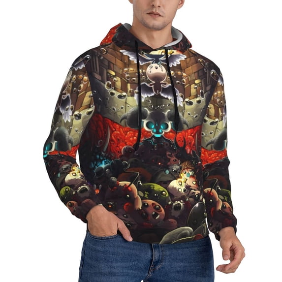 Lsque The Binding of Isaac Pattern Casual Men's Hoodie,Hooded Sweatshirt with Kangaroo Pocket,Pullover Hoodie-3X-Large
