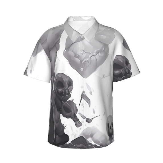 Lsque The Binding of Isaac Pattern Hawaiian Shirt for Men Unisex Summer Beach Casual Short Sleeve Cotton Linen Button Down Shirts-X-Large