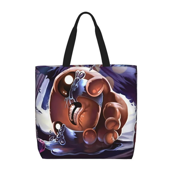 Lsque The Binding of Isaac Pattern Tote Bag for Women, HandBags with Zipper, Large Capacity Casual Shoulder Handbags with Inner Pockets