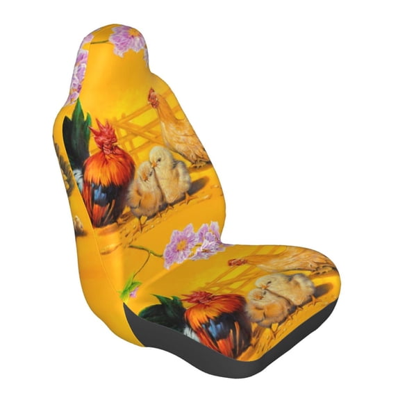 Lsque The Chicken Family Pattern Car Seat Covers for Front Seats , Waterproof Seat Covers for Cars, Sporty Front Seat Covers,Car Seat Cover Protector Front Seats