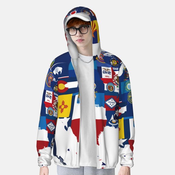 Lsque The Map Of United States UPF 50  Lightweight Sun Protection Men's Women's Long Sleeve Shirt, Hoodie Performance -XX-Large