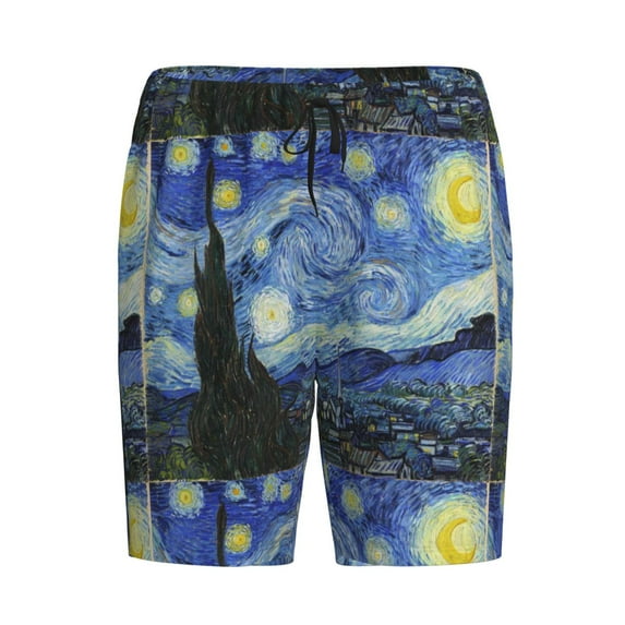 Lsque The Starry Night Mens Sleep Pajama Shorts,Short Pajama Pants, Cotton Ultra-Soft Knit-4X-Large