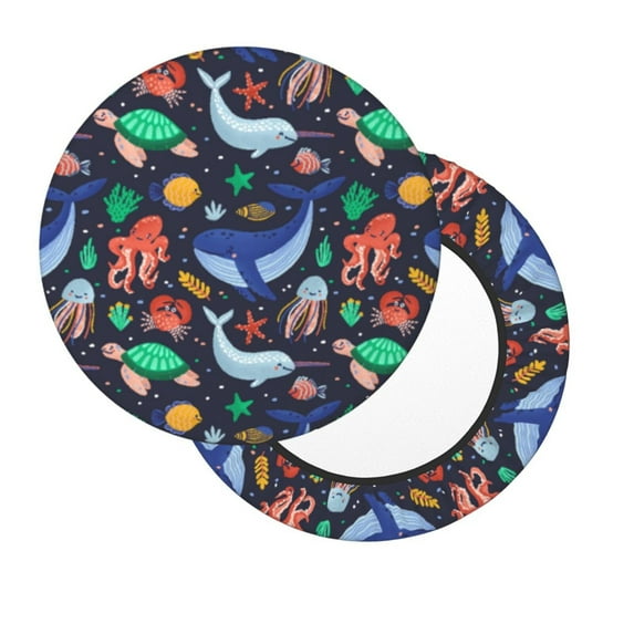 Lsque The Underwater World Round Bar chair cushion covers Velvet Fabric Premium Comfort Protects from Scratches and Stains for 14-17 Inch Chair- 12 inch