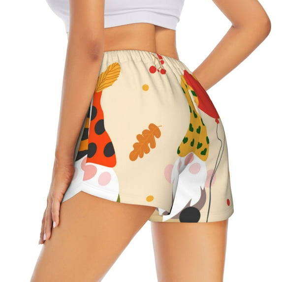 Lsque Three Gnomes With Balloons Printed Women's Running Shorts with Liner Pockets,Elastic Quick Dry Workout Athletic Gym Yoga Shorts,Womens High Waist Shorts-Large