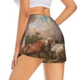 thumbnail image 1 of Lsque Three Horses Oil Painting Printed Women's Running Shorts with Liner Pockets,Elastic Quick Dry Workout Athletic Gym Yoga Shorts,Womens High Waist Shorts-XX-Large, 1 of 9