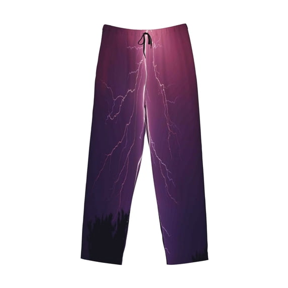 Lsque Thunderstorm Violet Purple Print Men's Pajama Pants, Lounge Pant - Comfortable Home Wear,Elastic Waistband, Stylish Design-Medium