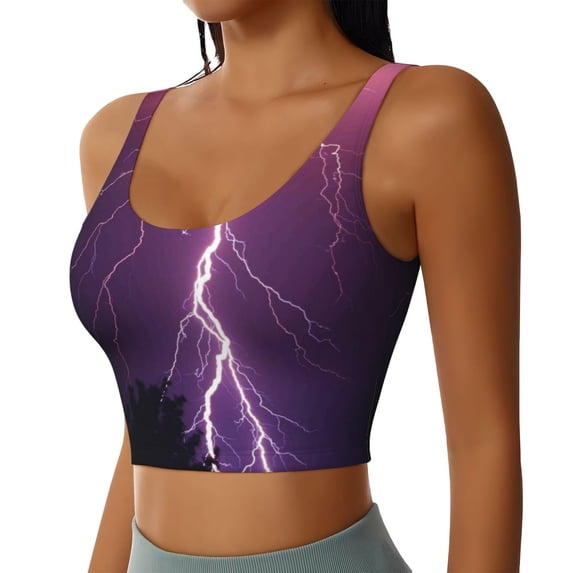 Lsque Thunderstorm Violet Purple Printed Women'S Sports Bra, Compression, Moisture Wicking, High-Impact Sports Bra For Women,Supportive sports bra-X-Large