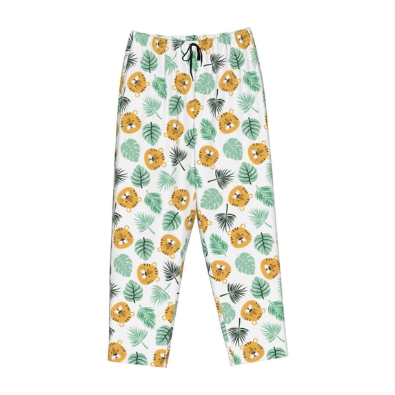 Lsque Tiger Leaves Print Women's Pajama Pants, Lounge Pant - Comfortable Home Wear,Elastic Waistband, Stylish Design-XX-Large