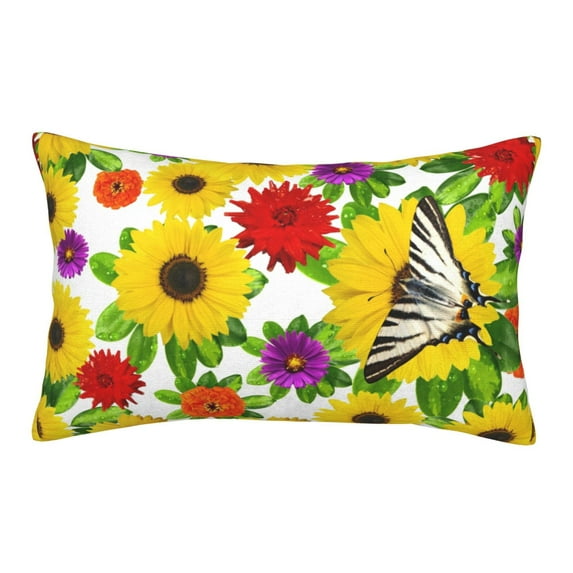 Lsque Tiger Swallowtail On Flowers Pattern Pillow Case – Soft & Cozy Throw Pillow Cover, Hypoallergenic Cushion Case for Sleeping Women with Envelope Closure-14"x20"
