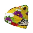 thumbnail image 1 of Lsque Tiger Swallowtail On Flowers Pattern Knitted Beanie, Unisex Winter Hat, Knit Hat Winter Beanies Thick Fisherman Beanies Cuffed Plain Skull Caps, 1 of 6