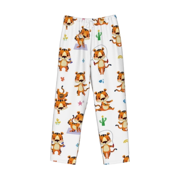 Lsque Tigers go in for Sports Print Men's Pajama Pants, Lounge Pant - Comfortable Home Wear,Elastic Waistband, Stylish Design-Medium