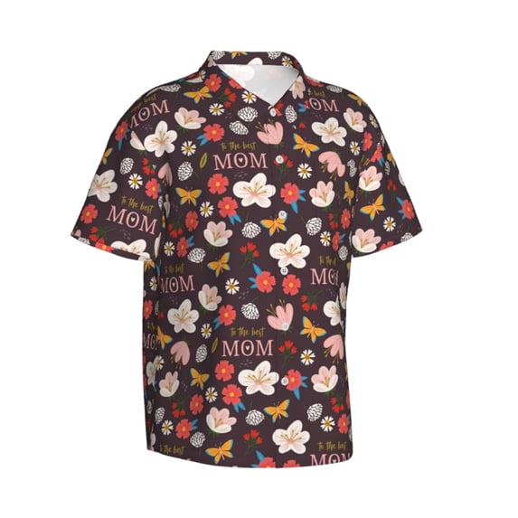 Lsque To The Best Mom pattern Hawaiian Shirt for Men, Unisex Summer Beach Casual Short Sleeve Button Down Shirts-XX-Large
