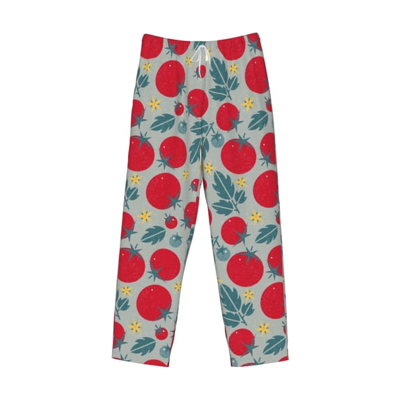 Lsque Tomato Print Men's Pajama Pants, Lounge Pant - Comfortable Home Wear,Elastic Waistband, Stylish Design-Large