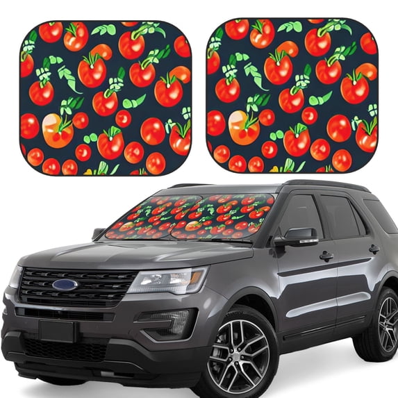 Lsque Tomatoes 2 PCS Windshield Sun Shade | CarFoldable Window Covers | Car Accessories Reflect UV for Universal Cars SUV Truck | Small