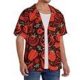 thumbnail image 1 of Lsque Tomatoes And Chili print Men's Cuban Collar Short Sleeve Shirt Summer Beachwear Casual Button Down Fashionable Vacation Leisure Shirt-Medium, 1 of 7