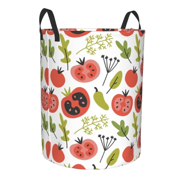Lsque Tomatoes pattern Laundry Hamper Basket, Tall Woven Rope Hamper Basket for Clothes, Lightweight Storage Basket, Collapsible Waterproof-Small