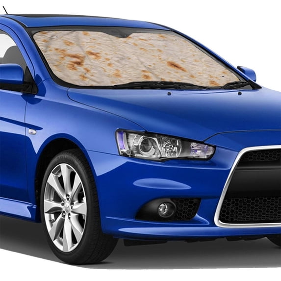 Lsque Tortilla Car Windshield Sun Shade | Accordion Folding Style Auto Shade for Car Truck SUV Van | Blocks UV Rays Sun Visor Protector | Small