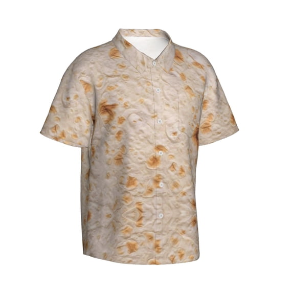 Lsque Tortilla pattern Hawaiian Shirt for Men, Unisex Summer Beach Casual Short Sleeve Button Down Shirts-3X-Large