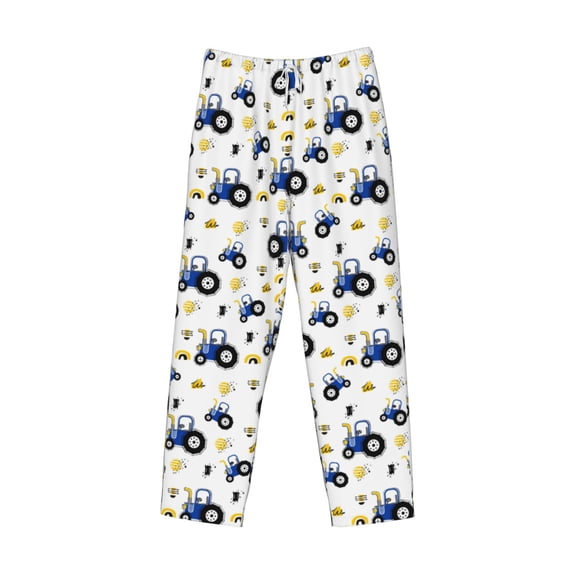 Lsque Tractor And Vehicle Print Men's Pajama Pants, Lounge Pant - Comfortable Home Wear,Elastic Waistband, Stylish Design-Small