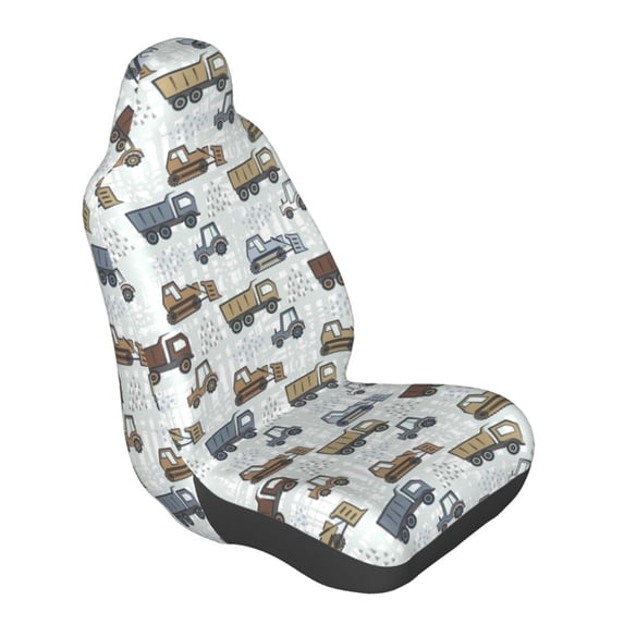 Lsque Tractor and Dumper Pattern Car Seat Covers for Front Seats , Waterproof Seat Covers for Cars, Sporty Front Seat Covers,Car Seat Cover Protector Front Seats