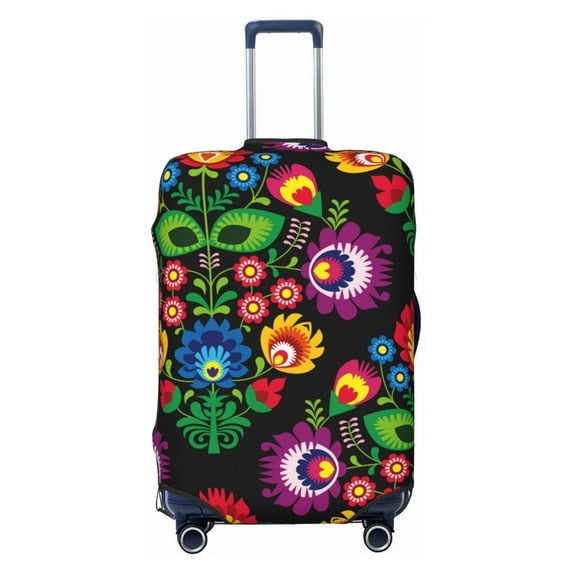 Lsque Traditional Floral Polish Printed Luggage Cover, Travel Luggage Protector,Scratch and Dirt Resistant, Fits 18-32 Inch Luggage - X-Large