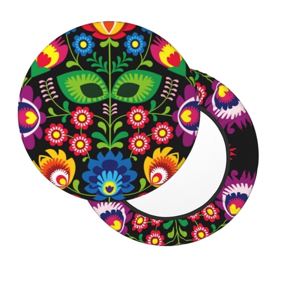 Lsque Traditional Floral Polish Round Bar chair cushion covers Velvet Fabric Premium Comfort Protects from Scratches and Stains for 14-17 Inch Chair- 13 inch