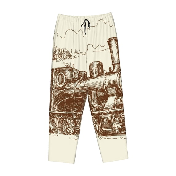Lsque Train Print Women's Pajama Pants, Lounge Pant - Comfortable Home Wear,Elastic Waistband, Stylish Design-Large