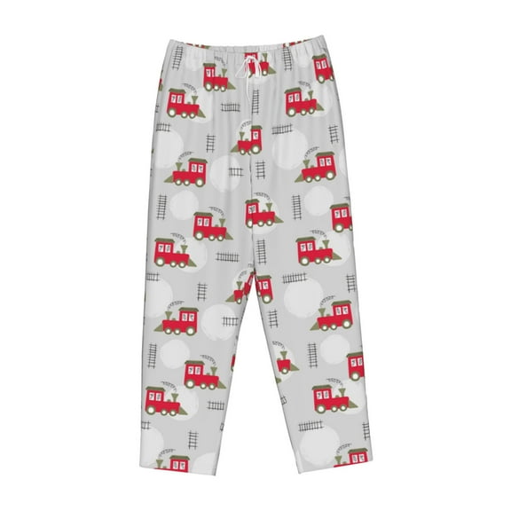 Lsque Trains Print Women's Pajama Pants, Lounge Pant - Comfortable Home Wear,Elastic Waistband, Stylish Design-Small