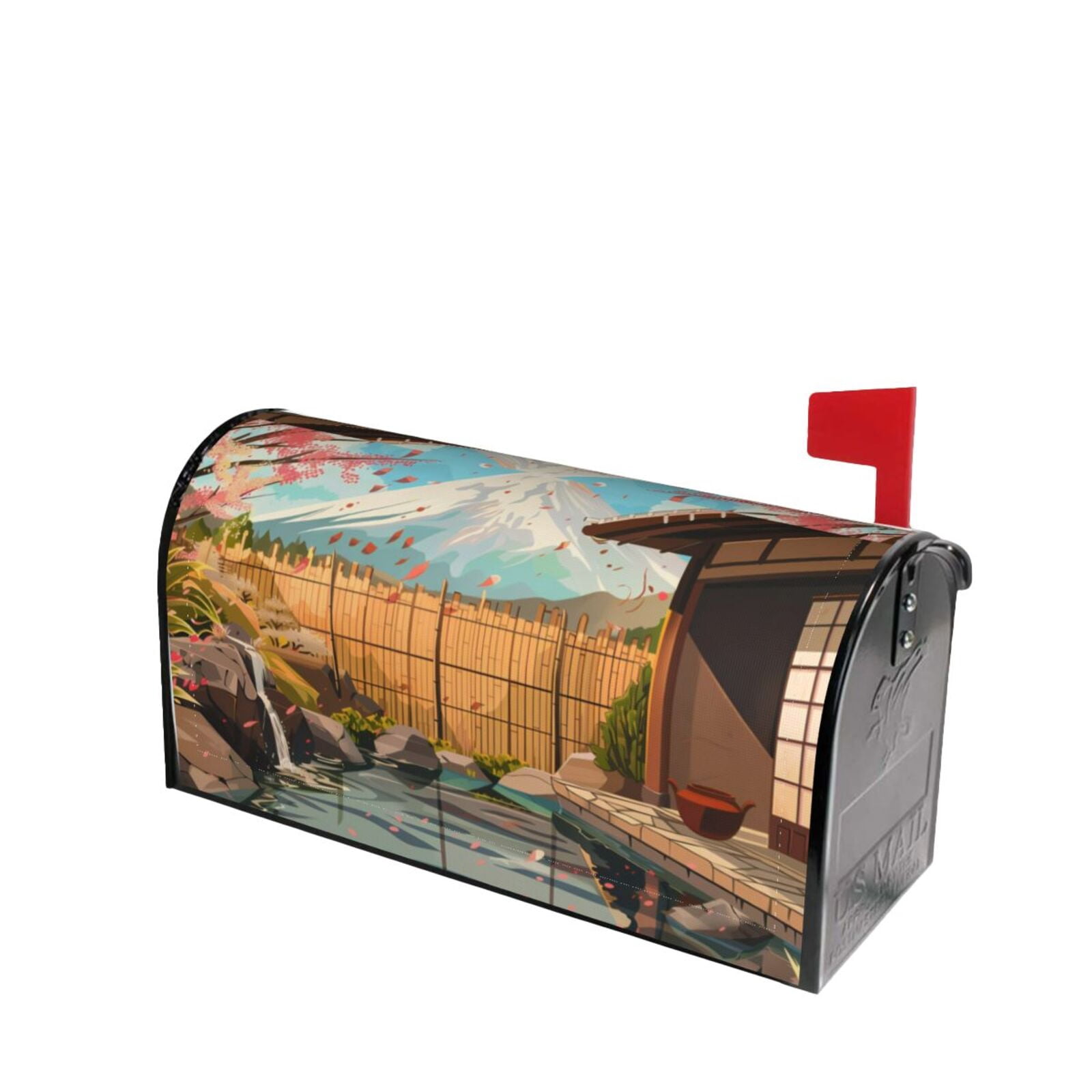 Lsque Tranquil Garden Landscape Mailbox Cover Standard Size ,Magnetic ...