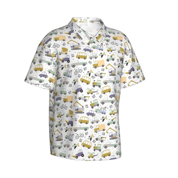Lsque Transport 1 pattern Hawaiian Shirt for Men, Unisex Summer Beach Casual Short Sleeve Button Down Shirts-Medium