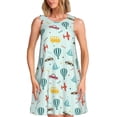 thumbnail image 1 of Lsque Transport Travel Pattern Summer Dresses for Women – Sleeveless T-Shirt Swing Sundress, Perfect for the Beach and Casual Days, 1 of 7