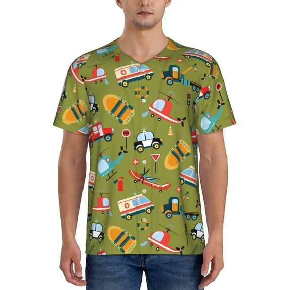Lsque Transportation Prints Pattern Mens Polo Golf Shirts Funny Graphics Shorts Sleeve Button Shirts Baseball T-shirt-4X-Large