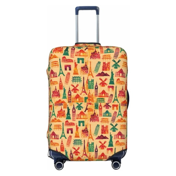 Lsque Travel And Tourism Printed Luggage Cover, Travel Luggage Protector,Scratch and Dirt Resistant, Fits 18-32 Inch Luggage - X-Large
