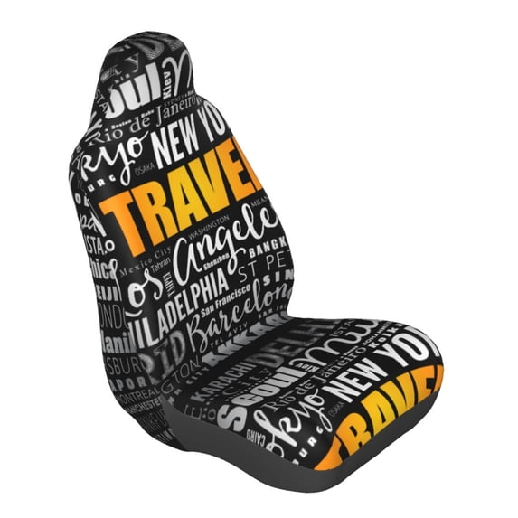 Lsque Travel Pattern Car Seat Covers for Front Seats , Waterproof Seat Covers for Cars, Sporty Front Seat Covers,Car Seat Cover Protector Front Seats
