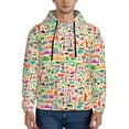 thumbnail image 1 of Lsque Travel Pattern Casual Men's Hoodie,Hooded Sweatshirt with Kangaroo Pocket,Pullover Hoodie-Large, 1 of 7