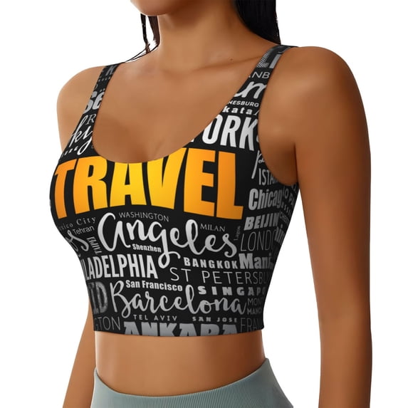 Lsque Travel Printed Women'S Sports Bra, Compression, Moisture Wicking, High-Impact Sports Bra For Women,Supportive sports bra-XX-Large