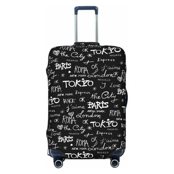 Lsque Travel The World Printed Luggage Cover, Travel Luggage Protector,Scratch and Dirt Resistant, Fits 18-32 Inch Luggage - Small