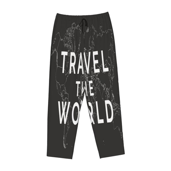 Lsque Travel The World1 Print Women's Pajama Pants, Lounge Pant - Comfortable Home Wear,Elastic Waistband, Stylish Design-Large