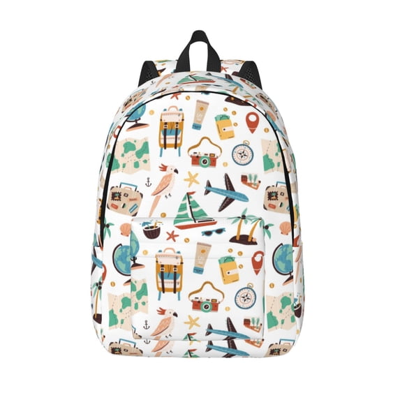 Lsque Travel1 Pattern Canvas Daypack, Durable Backpack, High-quality Versatile Backpack,Vintage Compact Backpack-