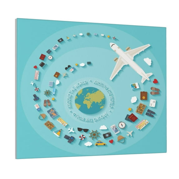 Lsque Travelling on Airplane Print Wall Art – Decorative Picture for Living Room, Bedroom, and Office (Horizontal)